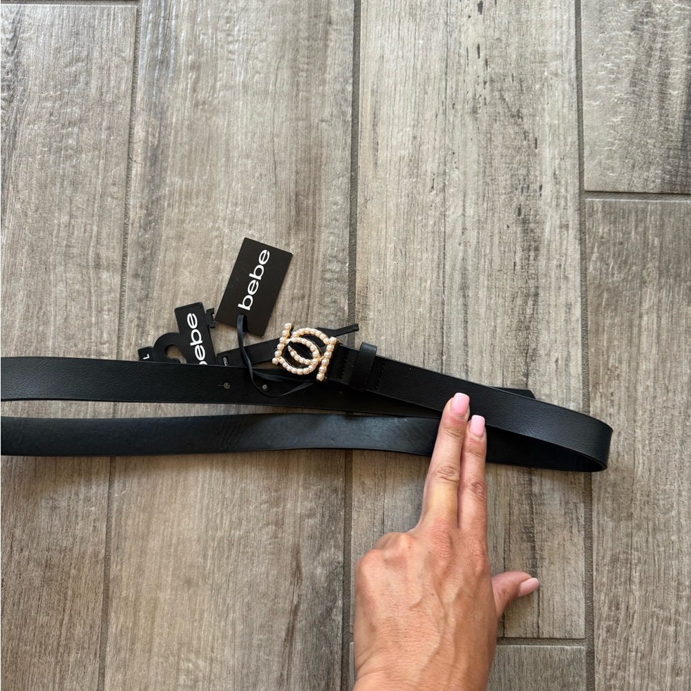 Bebe Black Belt with pearl logo